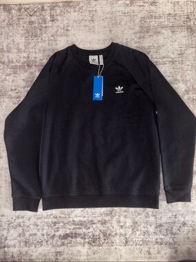 adidas Black Crewneck Sweatshirt with White Trefoil